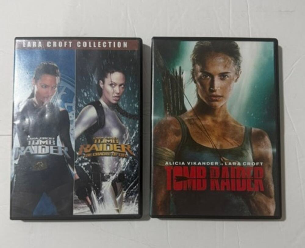 Tomb Raider DVD Lot 3 Movies Angelina Jolie Alicia Vikander Lara Croft